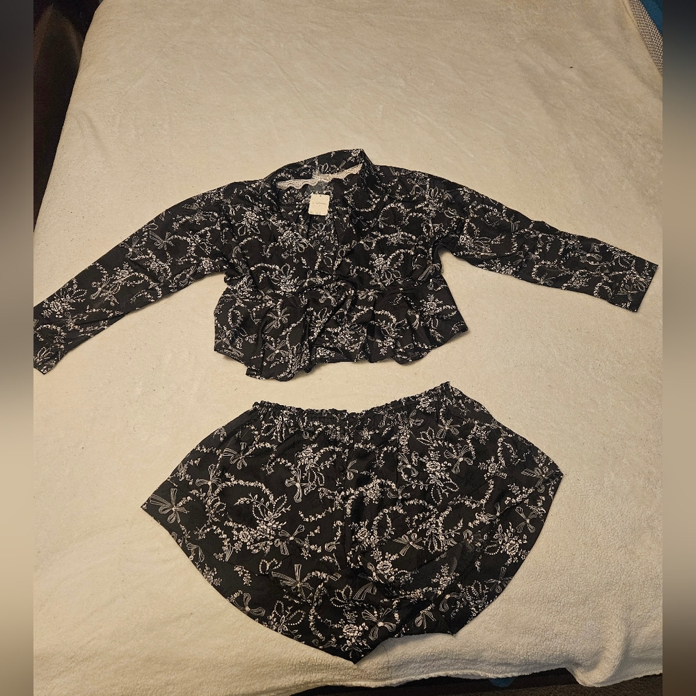 Free People Black Floral Pajama Set
